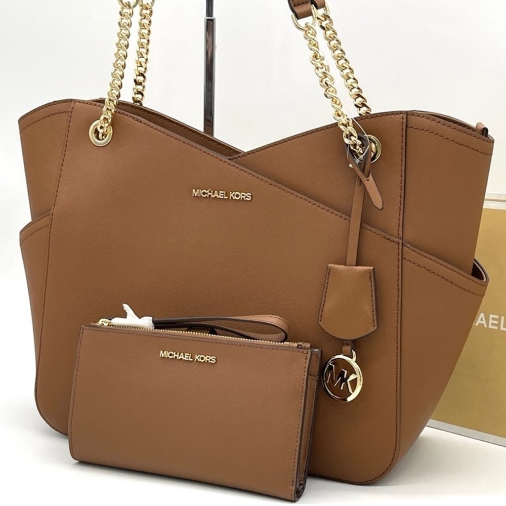 Michael Kors LG X Chain Shoulder Tote Bag & Double Zip Wallet Wristlet Luggage - Picture 2 of 10